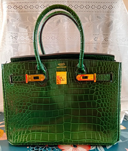 Green crocodile embossed faux - green,