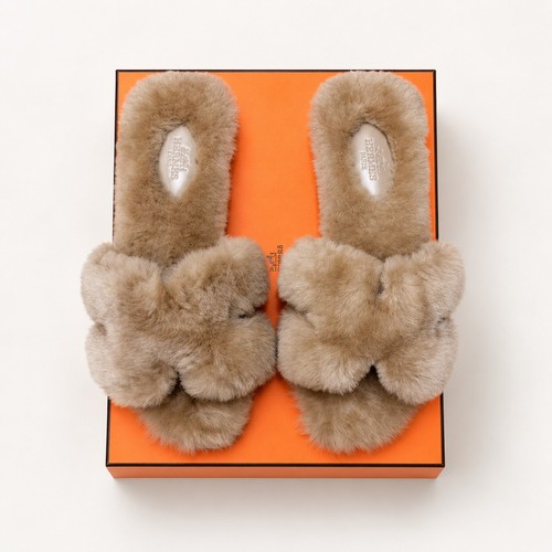 Hermes oran shearling - shearling, sandals