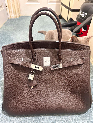 Brown leather top - top, handle