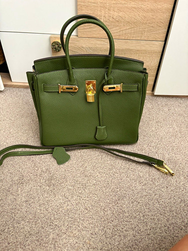 Green pebbled leather - green, top