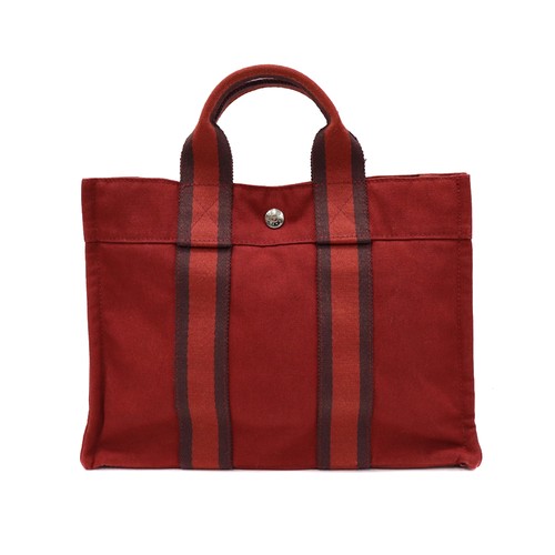 Hermes canvas red bag - red,